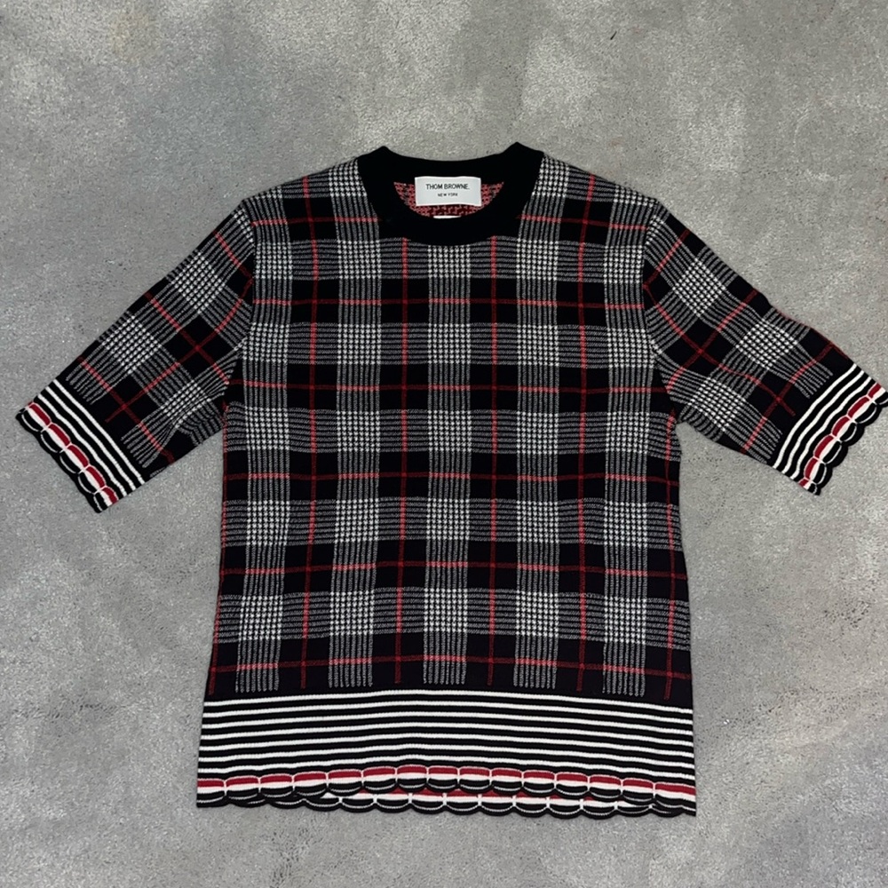 THOM BROWNE CHECKERED KNIT SHIRT